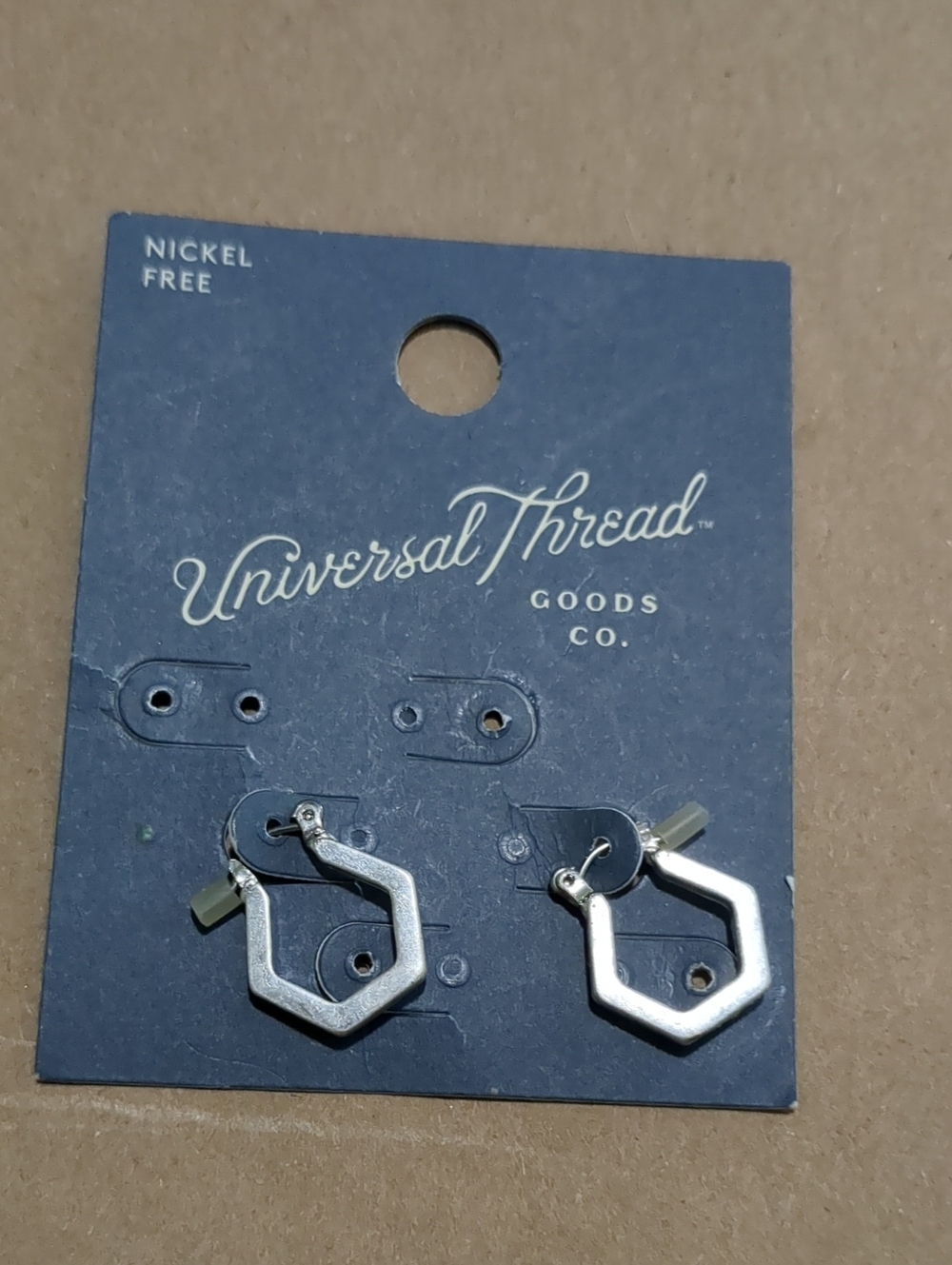 Universal Thread Silver Hexagonal Drop Earrings